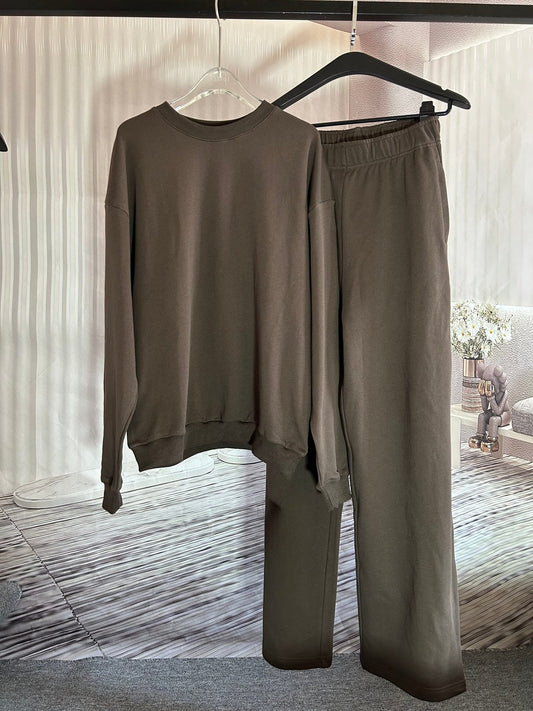 Women's new loose casual O-neck sweater pants