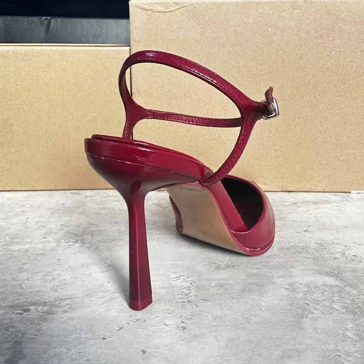 Women's New Fashion Joker Strap Pointed High Heel Open Heel Muller Shoes Hollow Shallow Sandals.