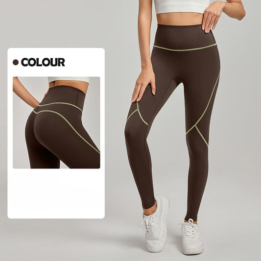 Women's New Fashion Joker Contrast Yoga Pants Outdoor Mountaineering 7A Antibacterial Futuristic Hip-lifting Tights