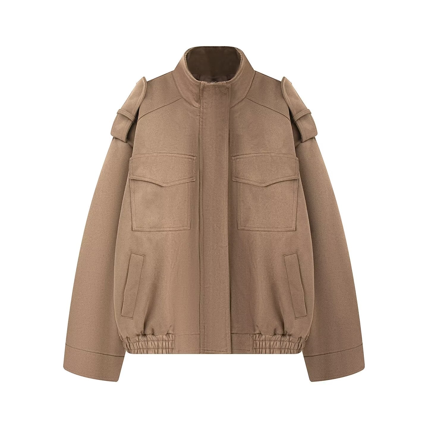 Women's New pocket decoration suede texture Faux Leather jacket