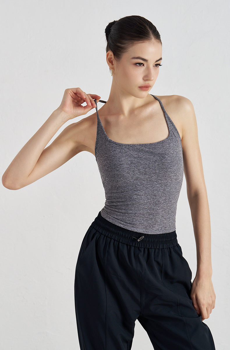 Women's new Joker Naked Vest sports bra with Chest Cushion Tight Slim Yoga Pilates Fitness Breathable Top