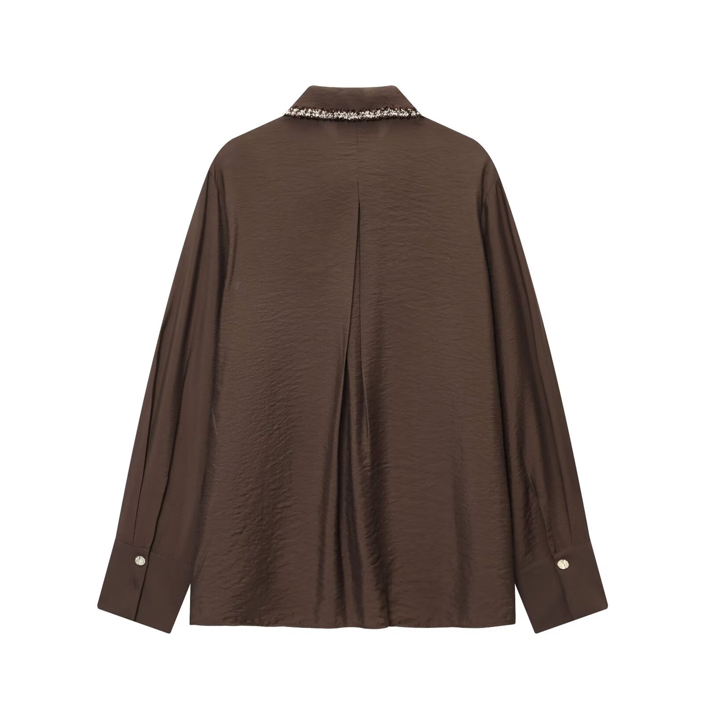 Women's loose patchwork lapel long sleeved shirt