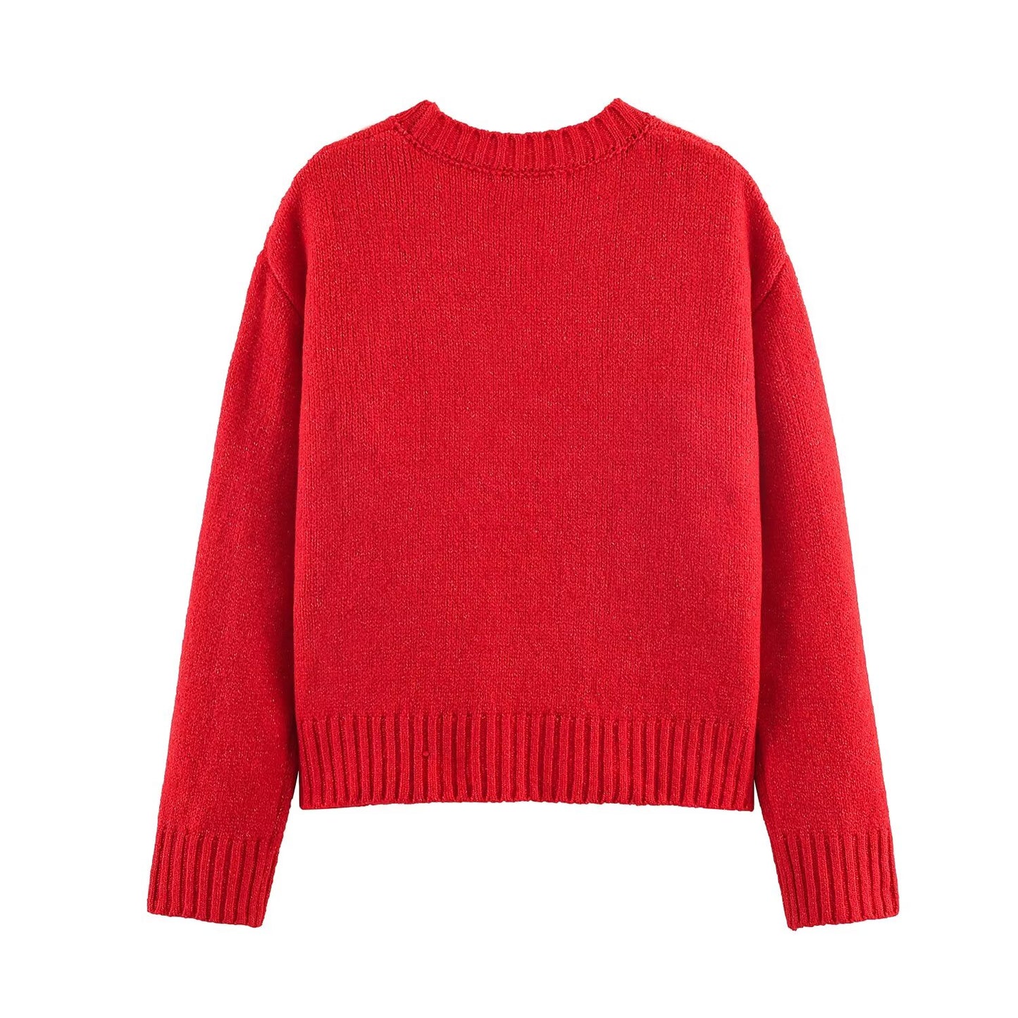 Women's bow decoration O Neck knitted sweater