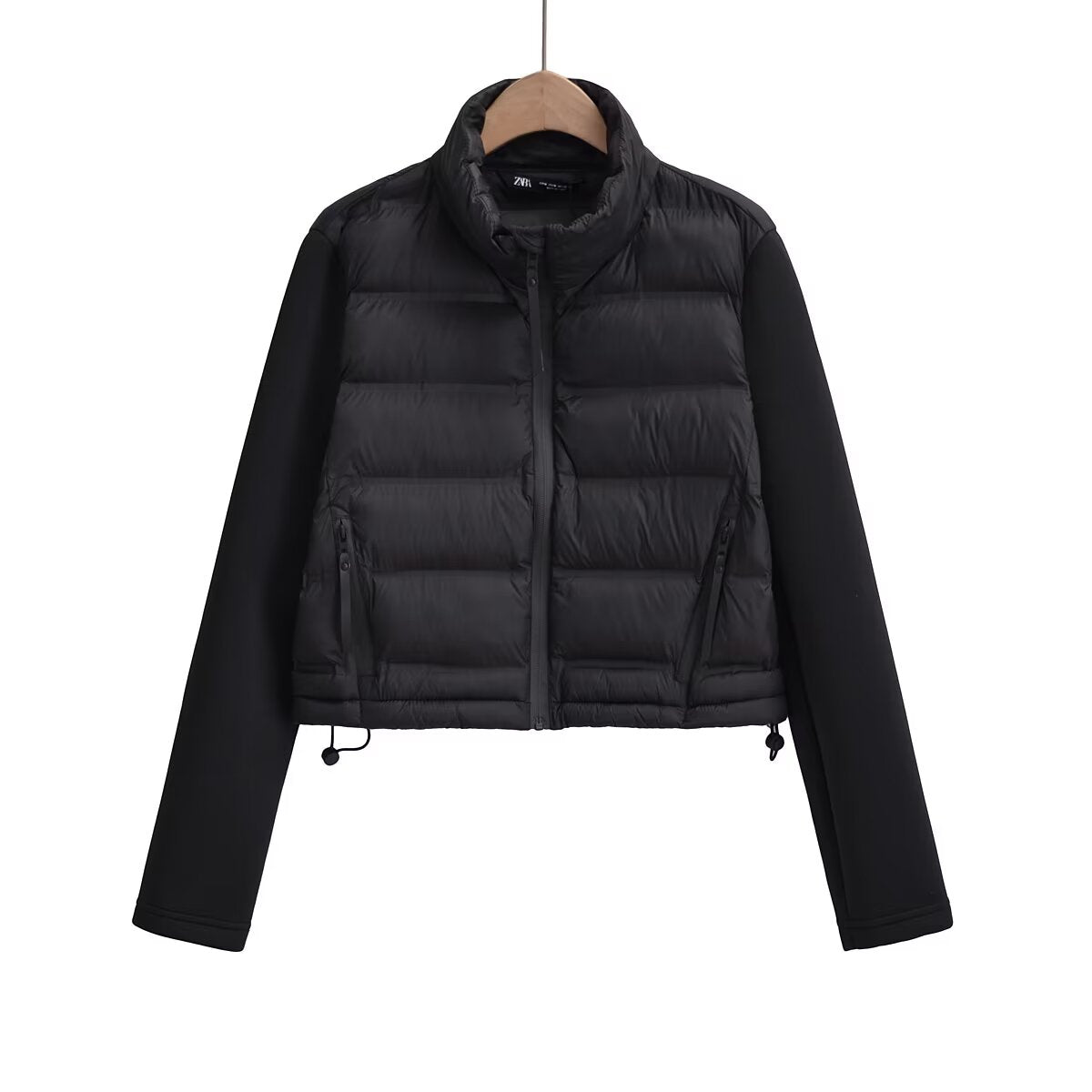 Women's short standing collar spliced cotton jacket Coat