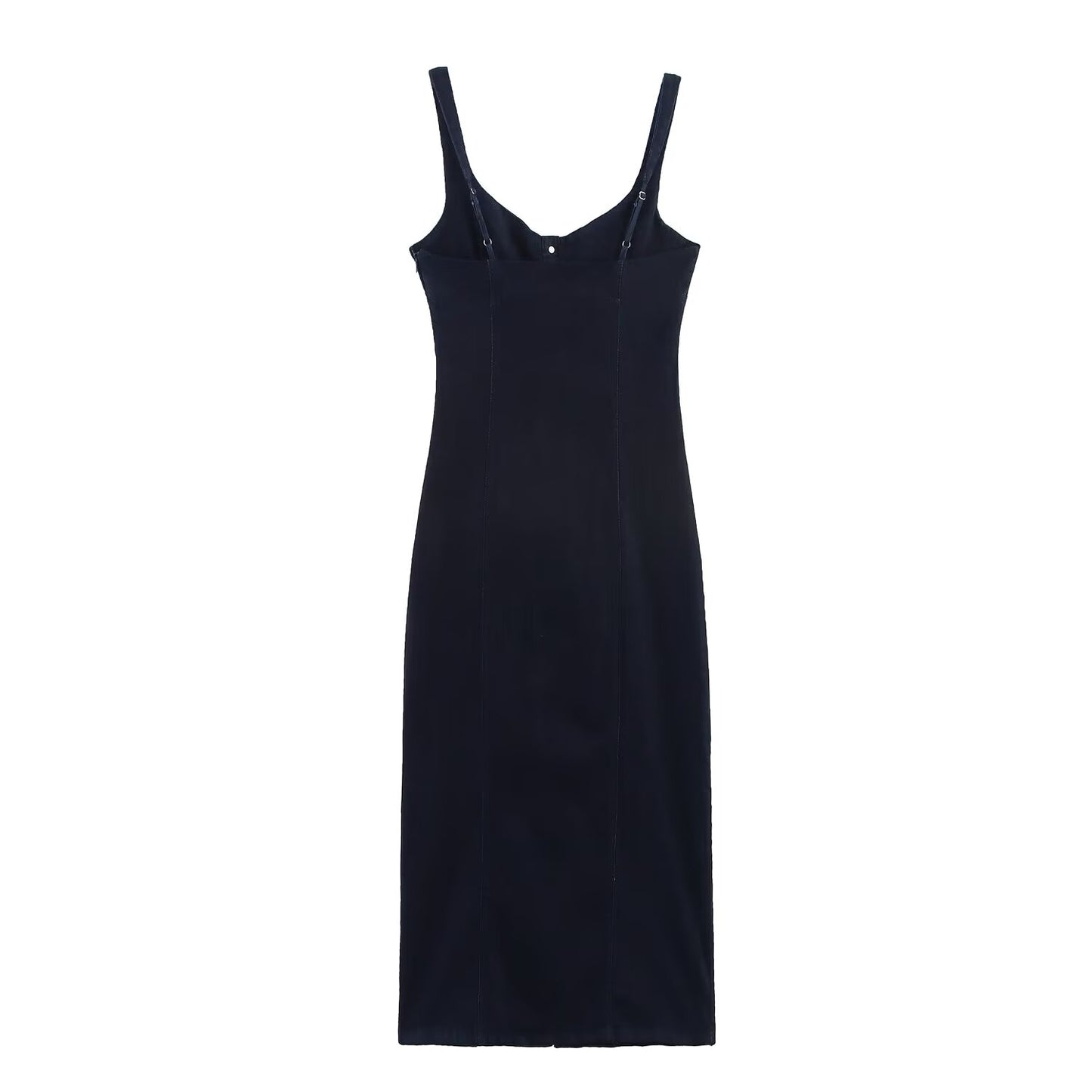Women's New Fashion Wide Shoulder Strap Sexy Cowboy Midi Dress