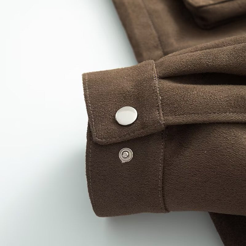 Women's loose casual suede Leather jacket Coat