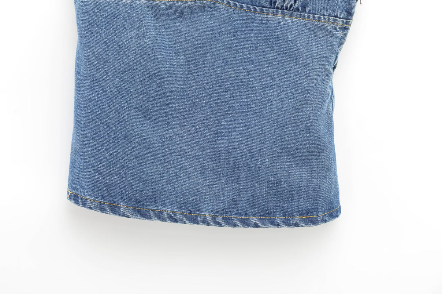 Women's 2025 new fashion pleated decoration slim versatile camisole denim top retro sleeveless backless women's vest chic top