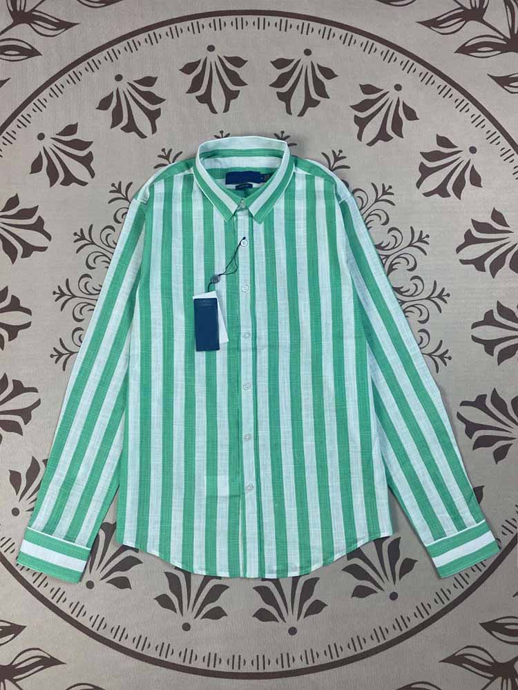 Women's New Casual Joker Spring and Summer Sun Protection Slub Cotton Embroidered Striped Long-sleeved Shirt