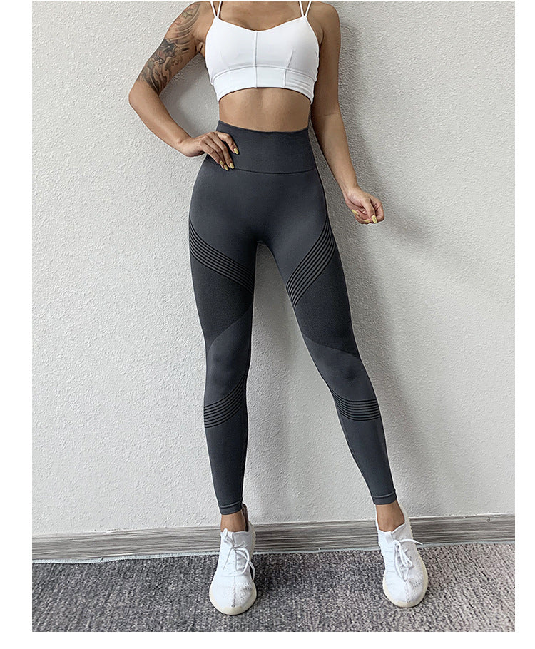 Women's thin high waist and abdomen exercise pants tight elastic pants quick-drying running fitness pants