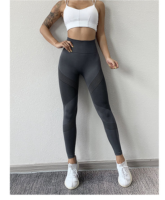 Women's thin high waist and abdomen exercise pants tight elastic pants quick-drying running fitness pants