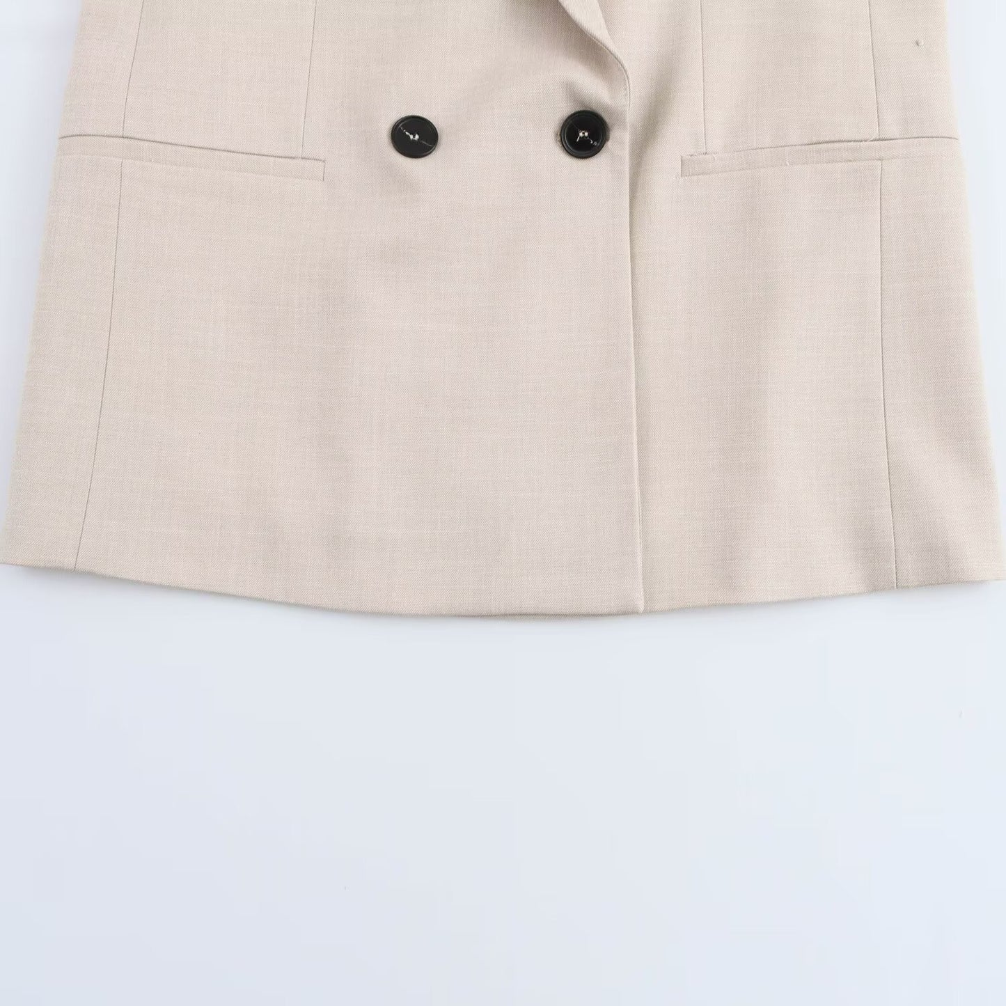 Women's 2025 new fashion pocket decoration loose casual double breasted suit coat retro lapel long sleeved women's coat chic top