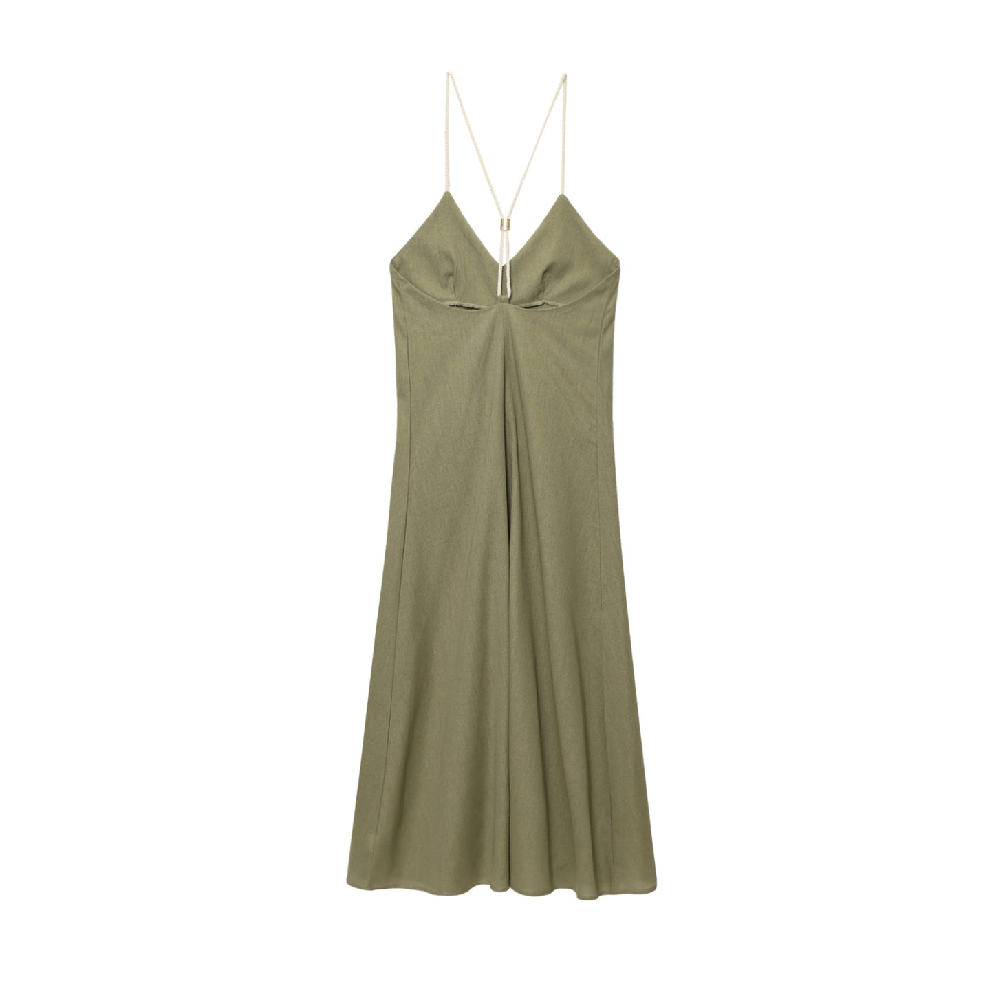 Women's 2025 fashion linen blended loose midi dress