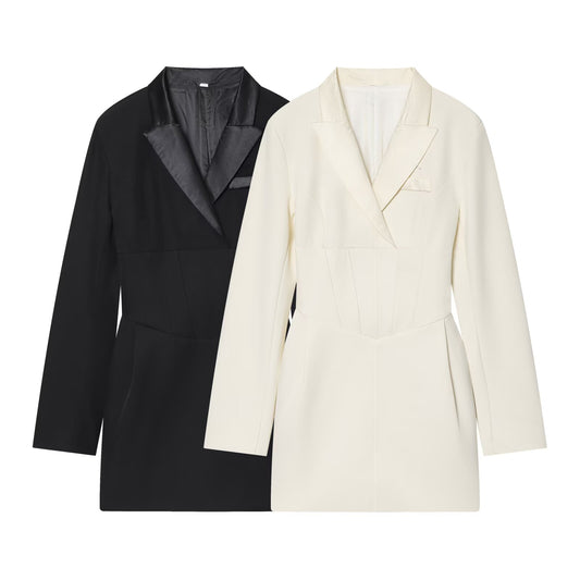 Women's patchwork lapel Blazer Coat style mini skirt