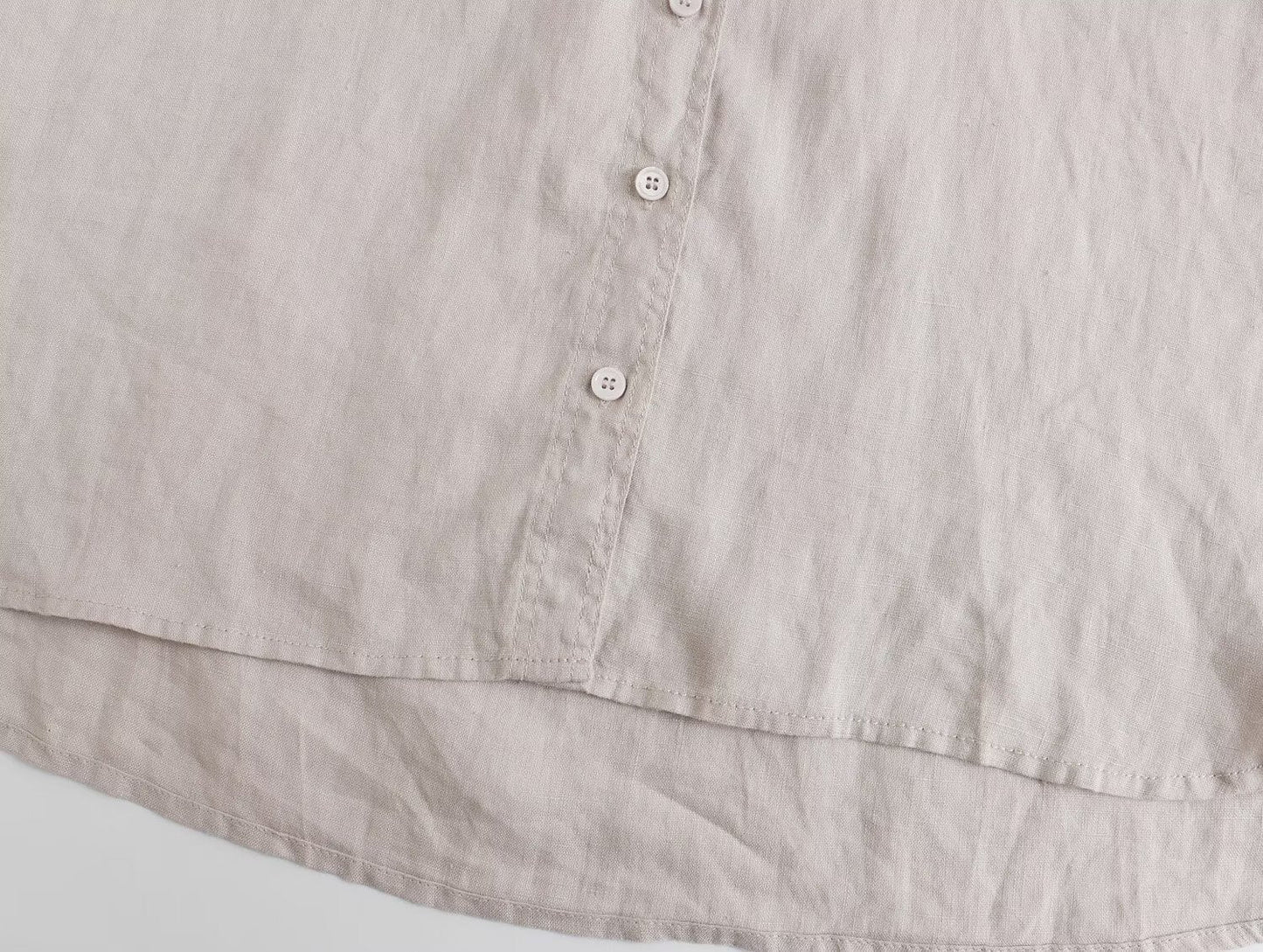 Women's casual linen blend asymmetrical shirt
