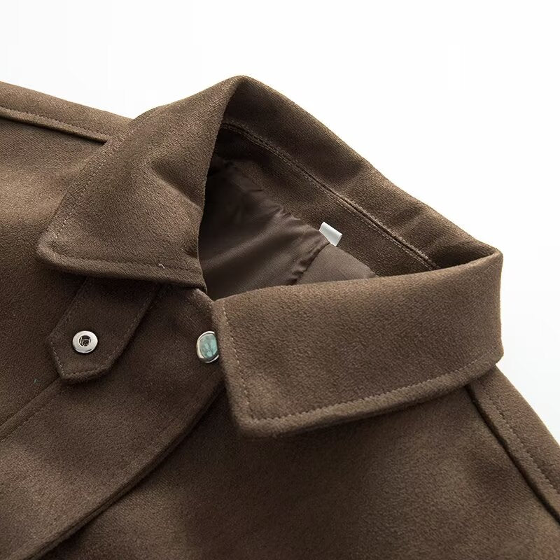 Women's loose casual suede Leather jacket Coat