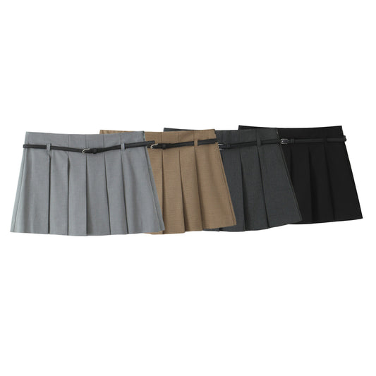 Women 2025 New Fashion Pleated skirt pants with waist width Vintage High Waist Female Skirts