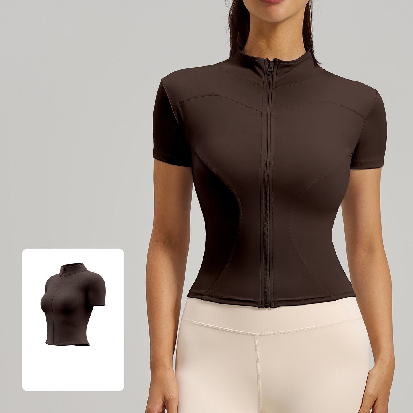 2026 women's new high-elastic tight-fitting nude fitness sports top