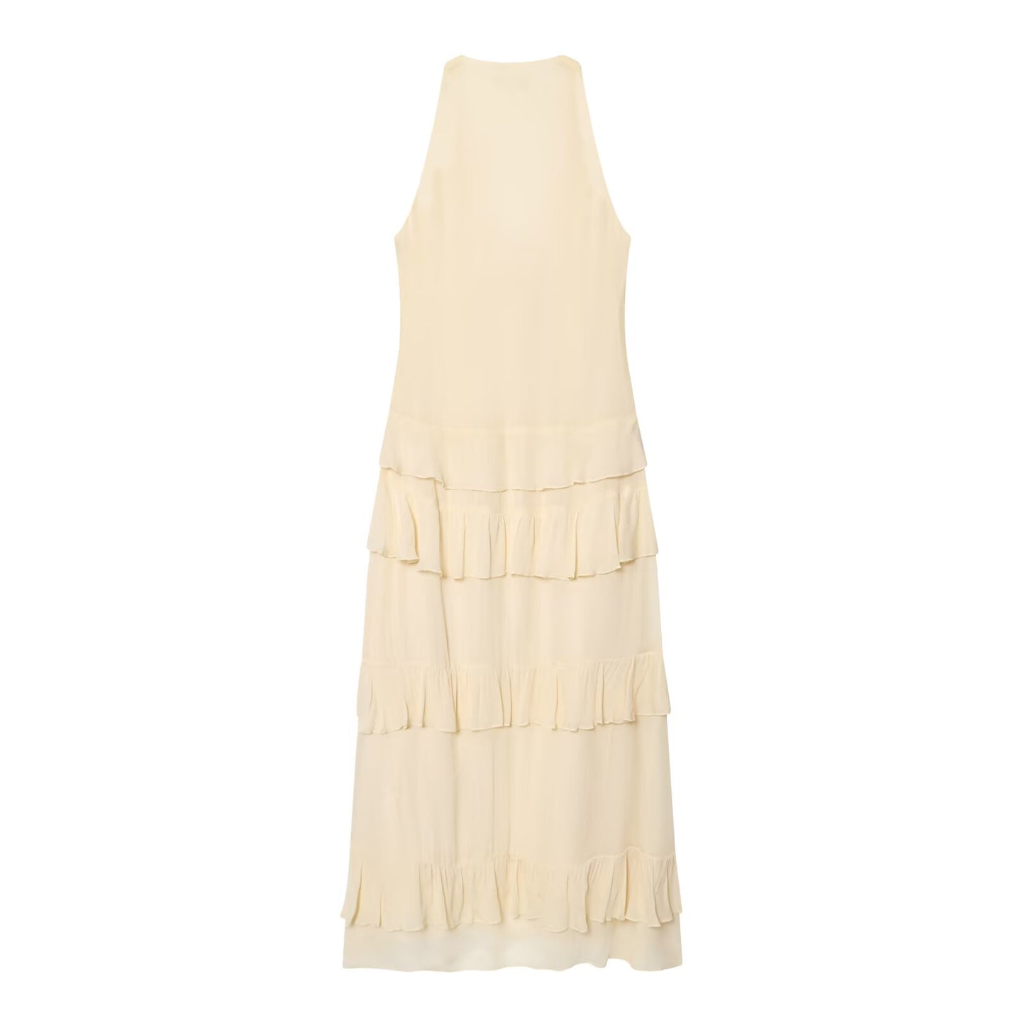 Women's layered decorative V-neck MIDI dress