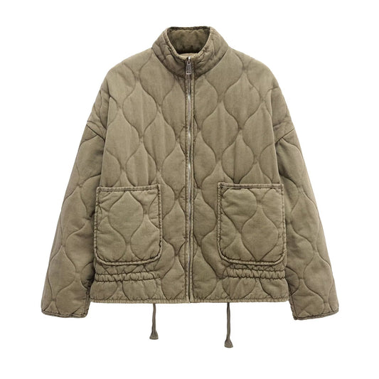 Women's winter loose warm standing collar cotton Coat