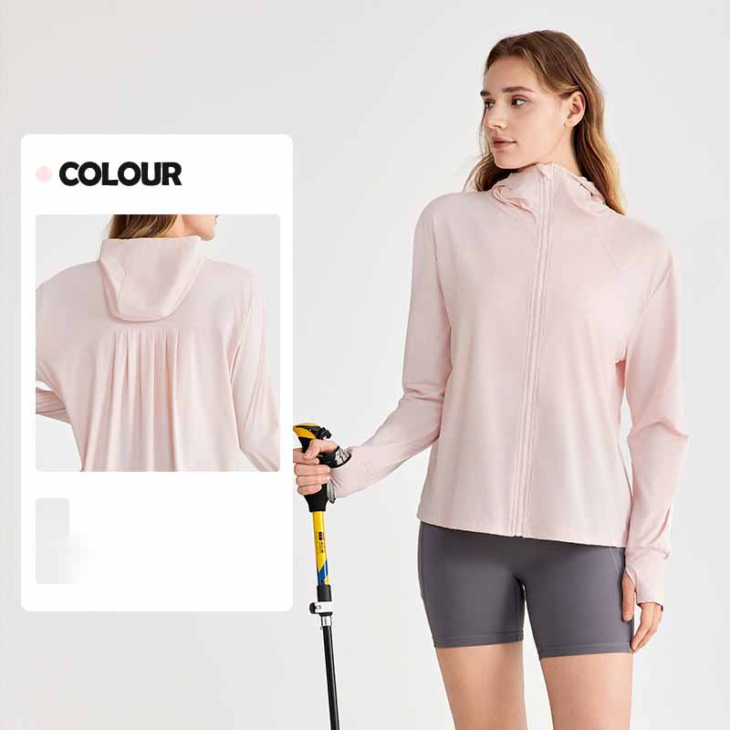 Women's New Fashion Joker Outdoor Sports Loose Cool Breathable Hooded Sunscreen Coat Hip Sunscreen Clothing.