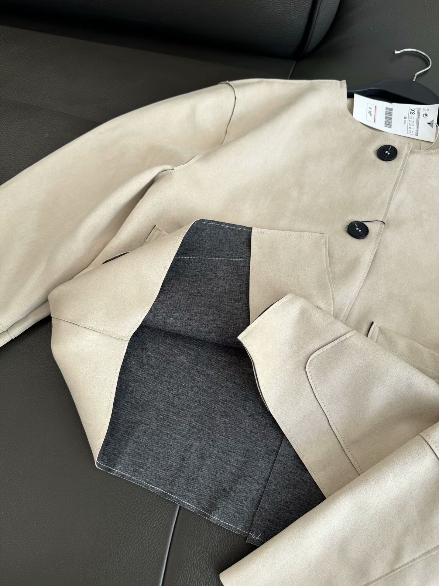Women's 2025 new Fashion suede texture casual single breasted O Neck jacket coat retro long sleeved pocket women's coat chic top