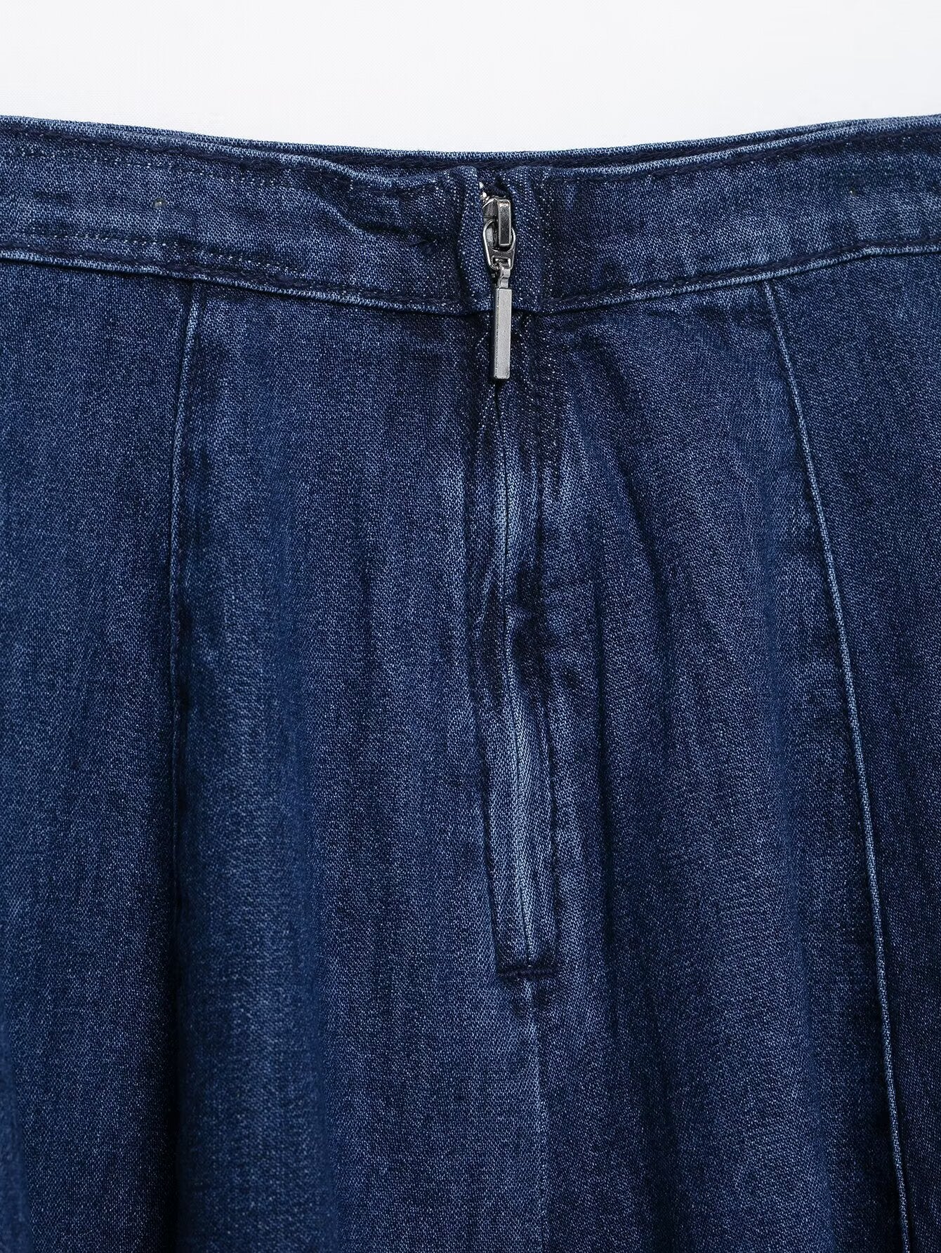 Women's 2025 new fashion casual high waist wide pleated denim mini skirt