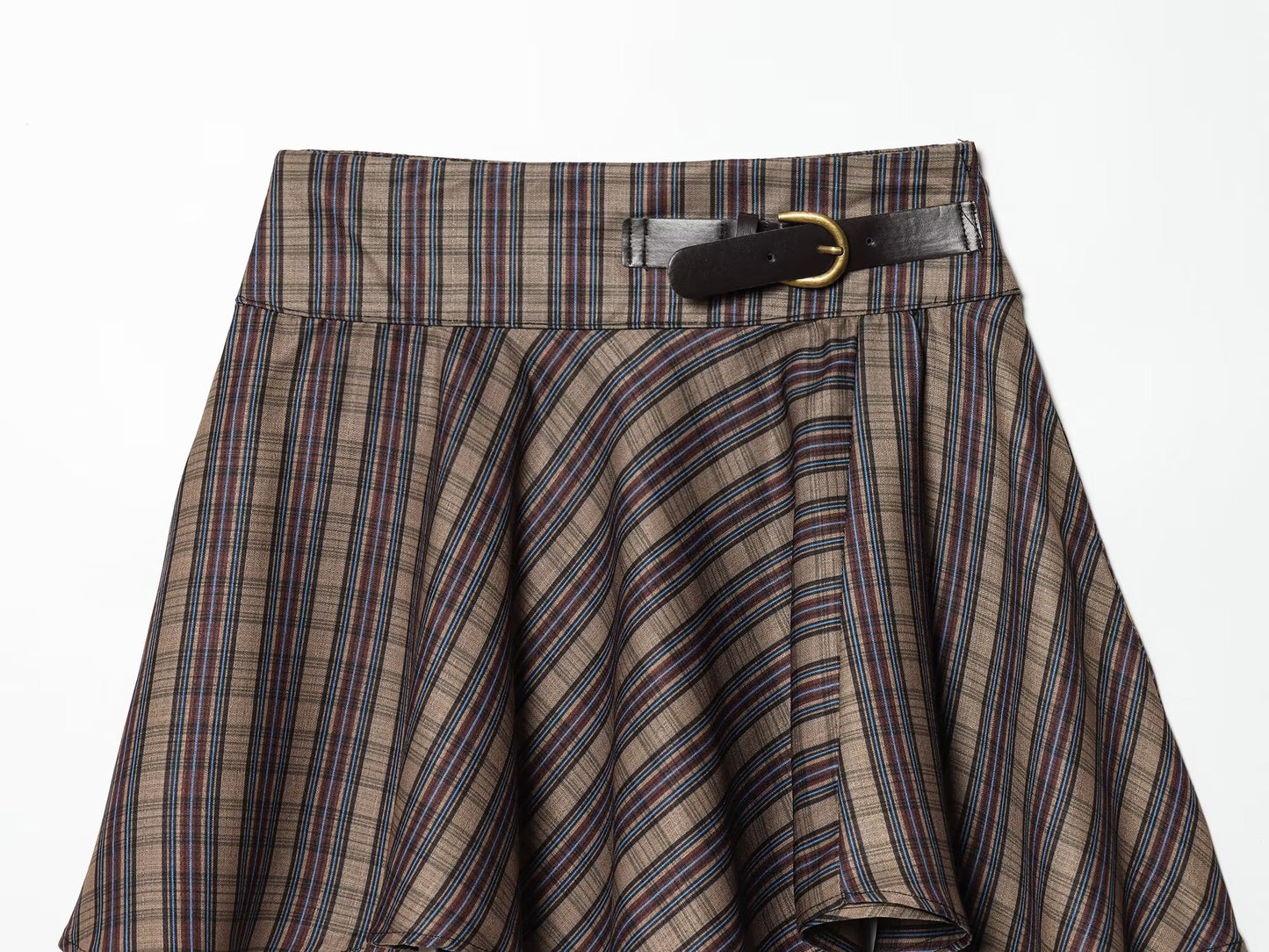 Women's straps decorative casual plaid mini skirt