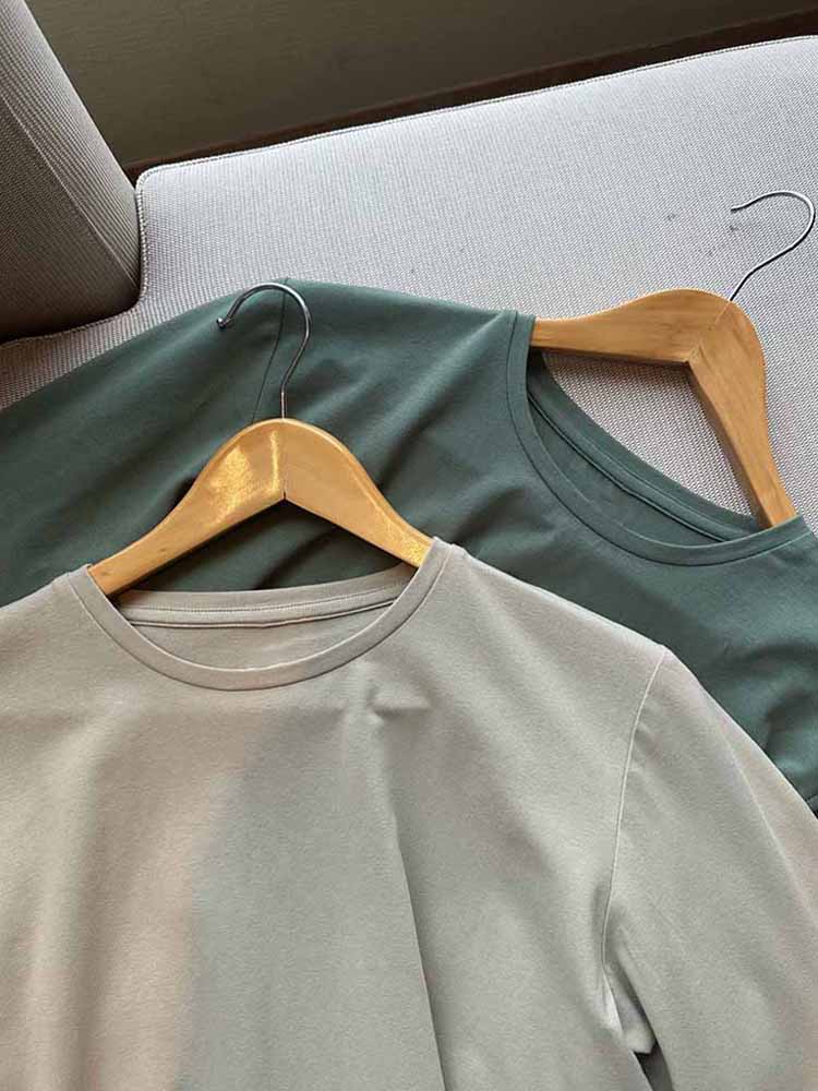 LU Women's new fashion Joker casual comfortable breathable O-neck long sleeve T-shirt