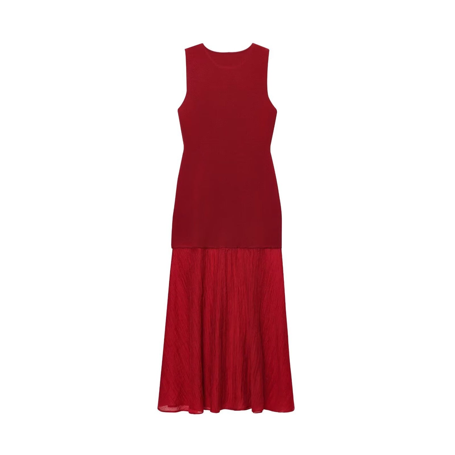 Women's New Fashion sleeveless Slim patchwork knitted MIDI dress