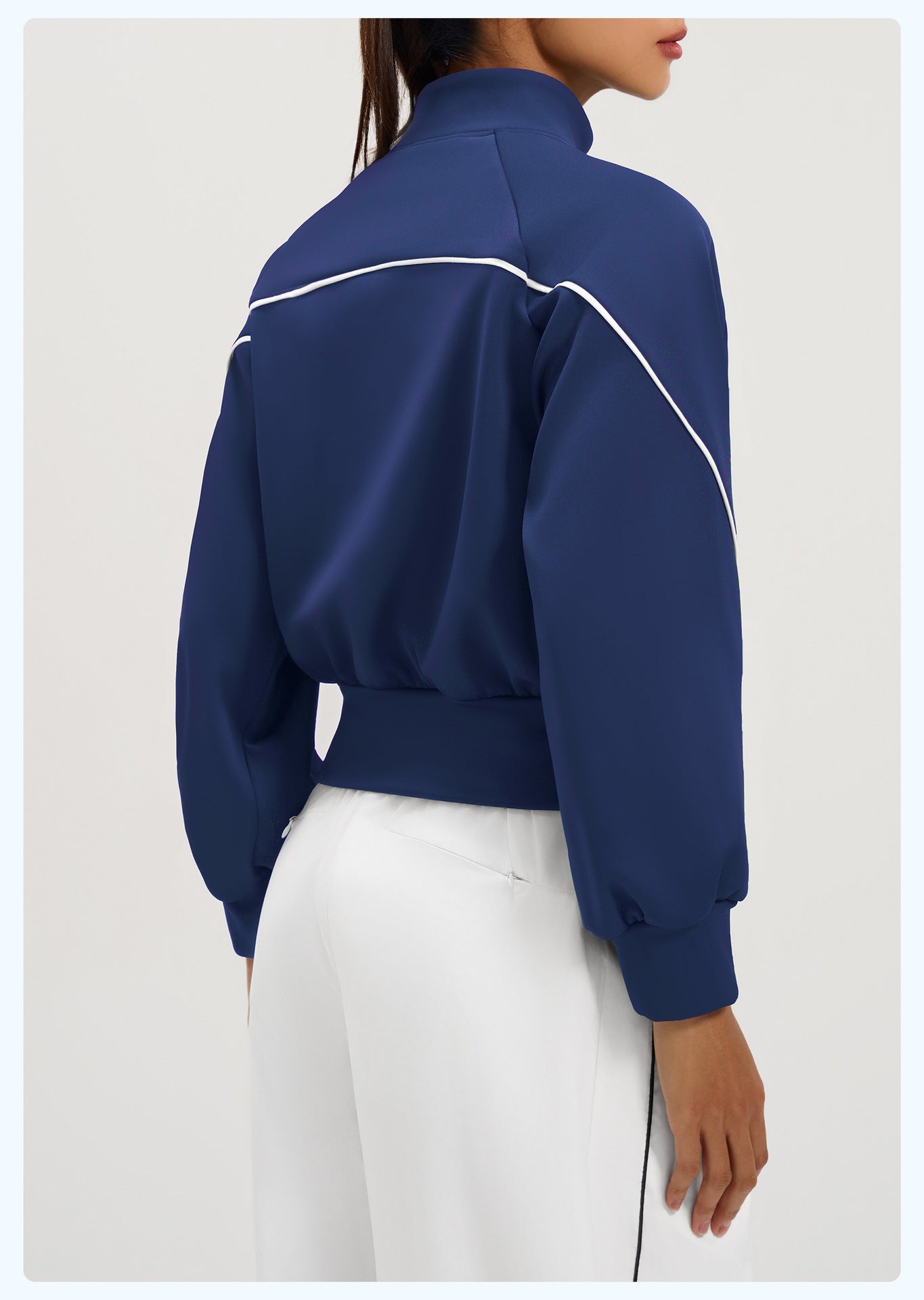 Women's autumn and winter contrast striped fleece yoga jacket