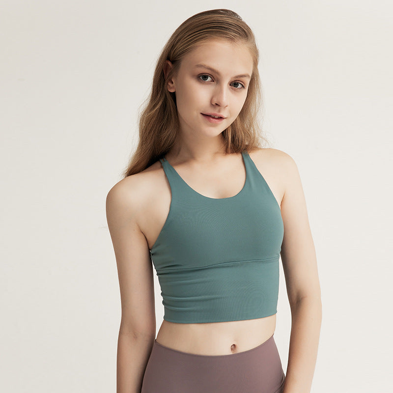 Women's new cross back slim exercise yoga bra vest