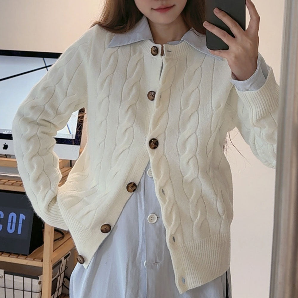 New women's versatile knitted long-sleeved cardigan