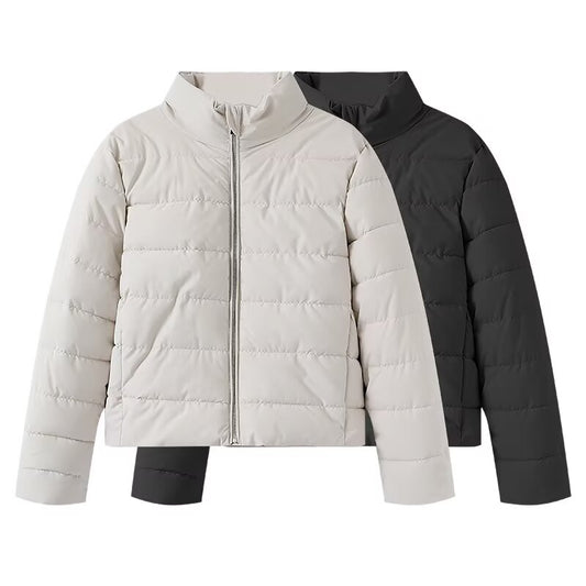 Women's New Fashion Casual Zipper Short Cotton-padded Jacket Coat Retro Long Sleeve Women's Casual Cotton-padded Jacket.