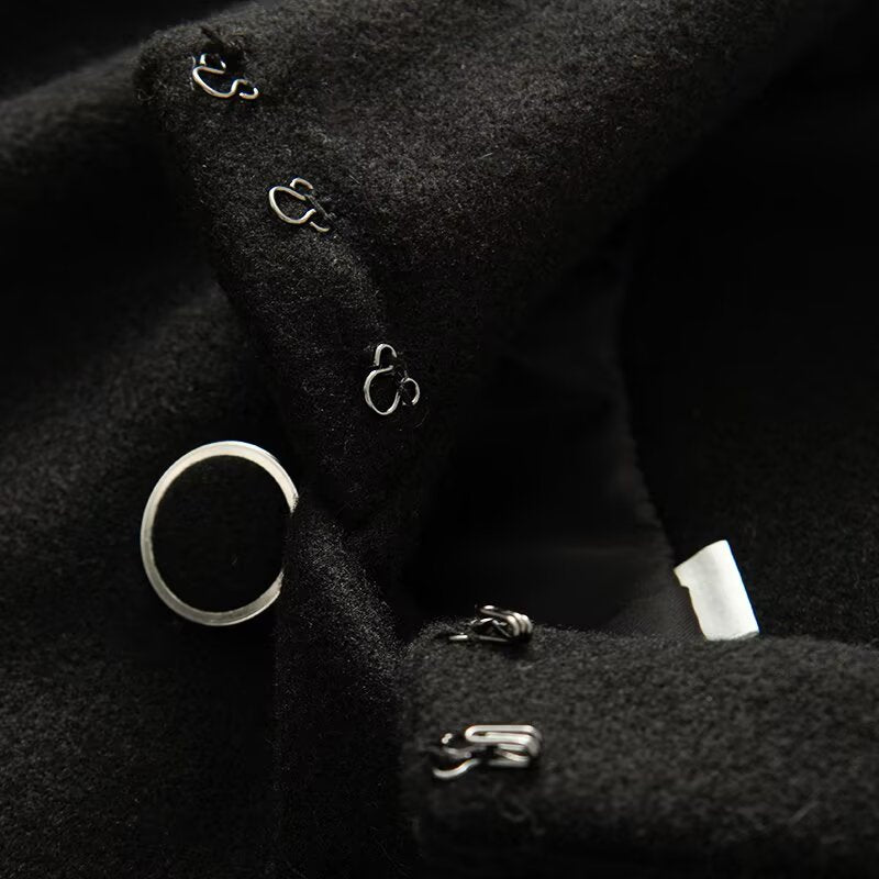 Women's standing collar double breasted batwing sleeve woolen coat