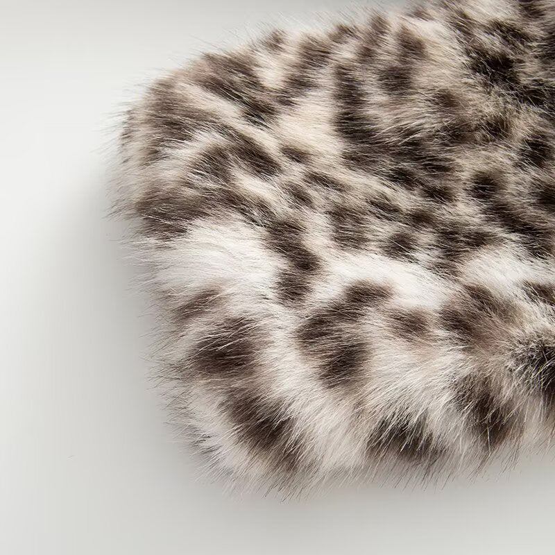 Women's new animal striped faux fur effect jacket Coat