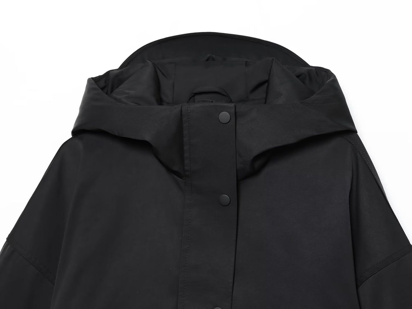 Women's new fashion black hooded waterproof windproof jacket Coat