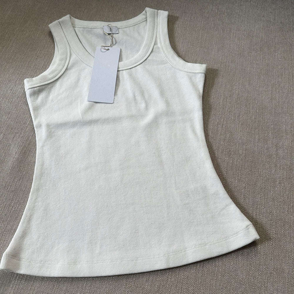 Women's New Fashion Casual Joker Slim Elastic Thread Short Vest Sports Yoga Inside.