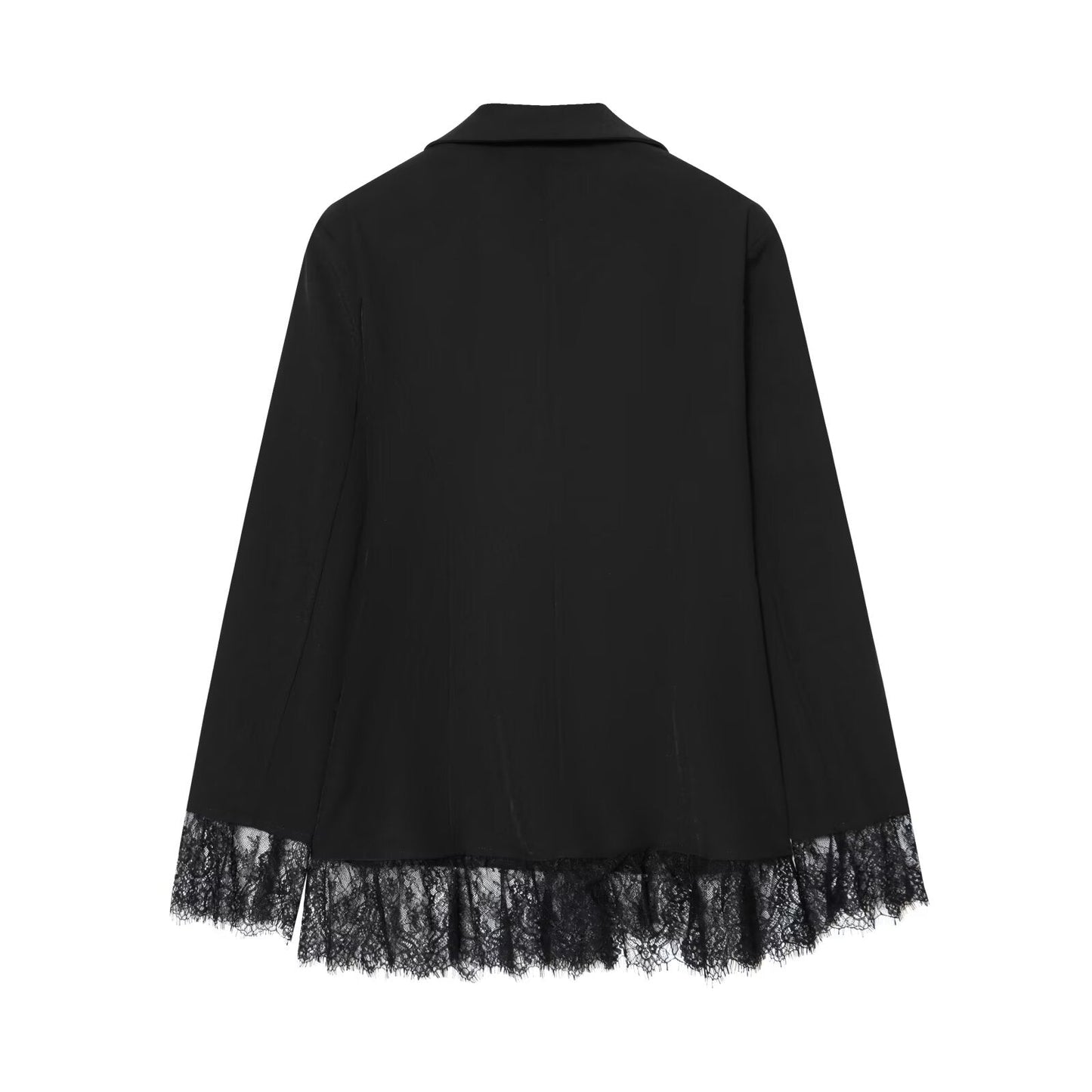 Women's waist cinched slim lace patchwork Blazer Coat