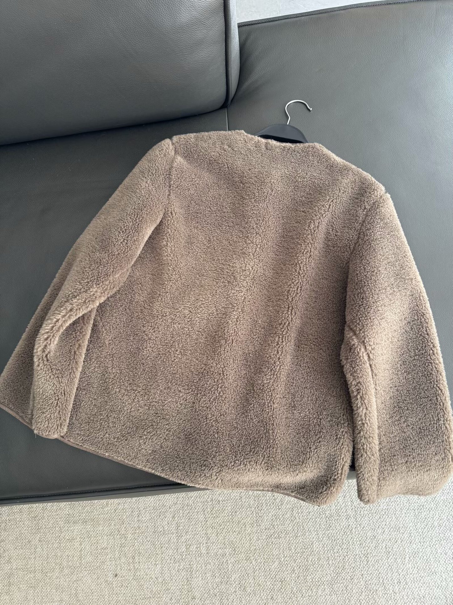 Women's new Fashion pocket decoration loose casual warm fleece jacket coat retro long sleeved button up women's coat chic top