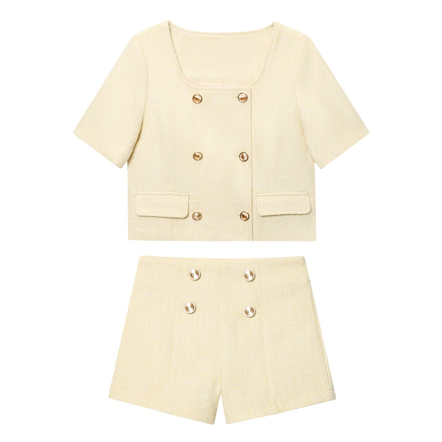 Suit women's 2-piece 2025 fashion textured short-sleeved suit jacket+shorts women's suit