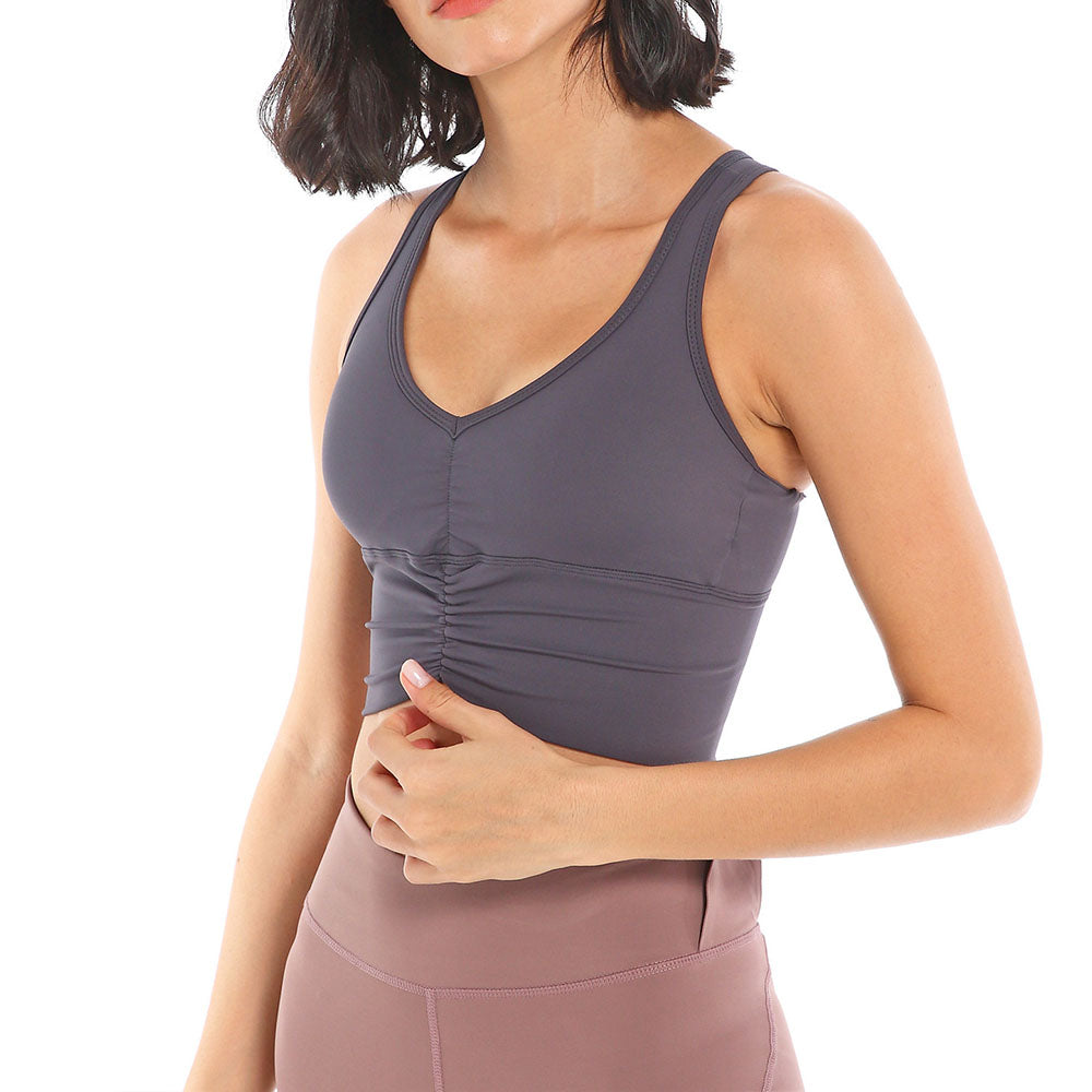 Women's New Folding Movement Bra Plus Size Long Vest-style Fitness Underwear Beauty Back Yoga Bra.