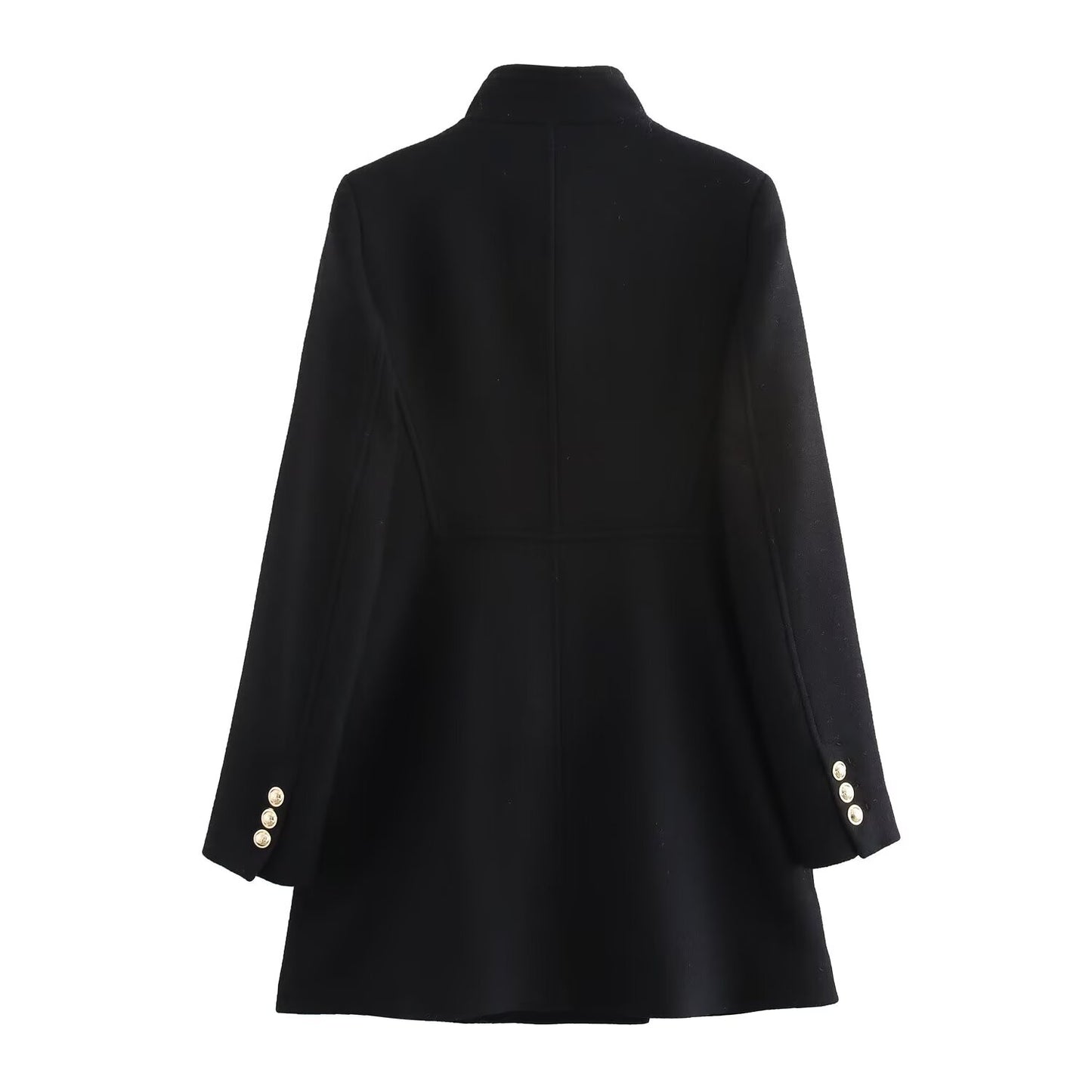 Women's New Fashion Joker Temperament Slim Version Multi-color Blended Exquisite Double-breasted Coat Retro Long-sleeved Coat.