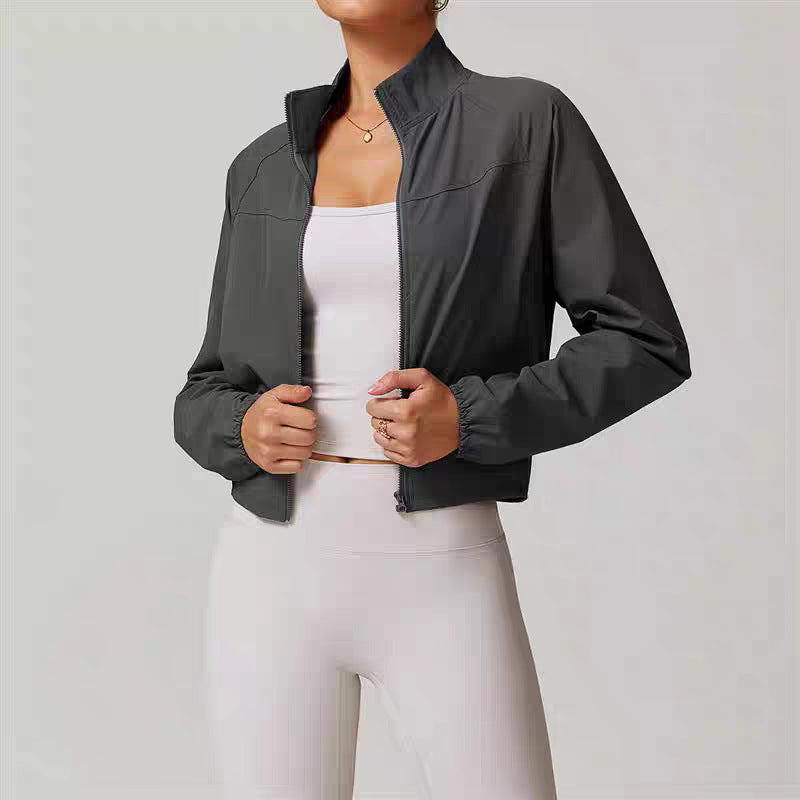 Women's thin wind-proof dry collar yoga jacket