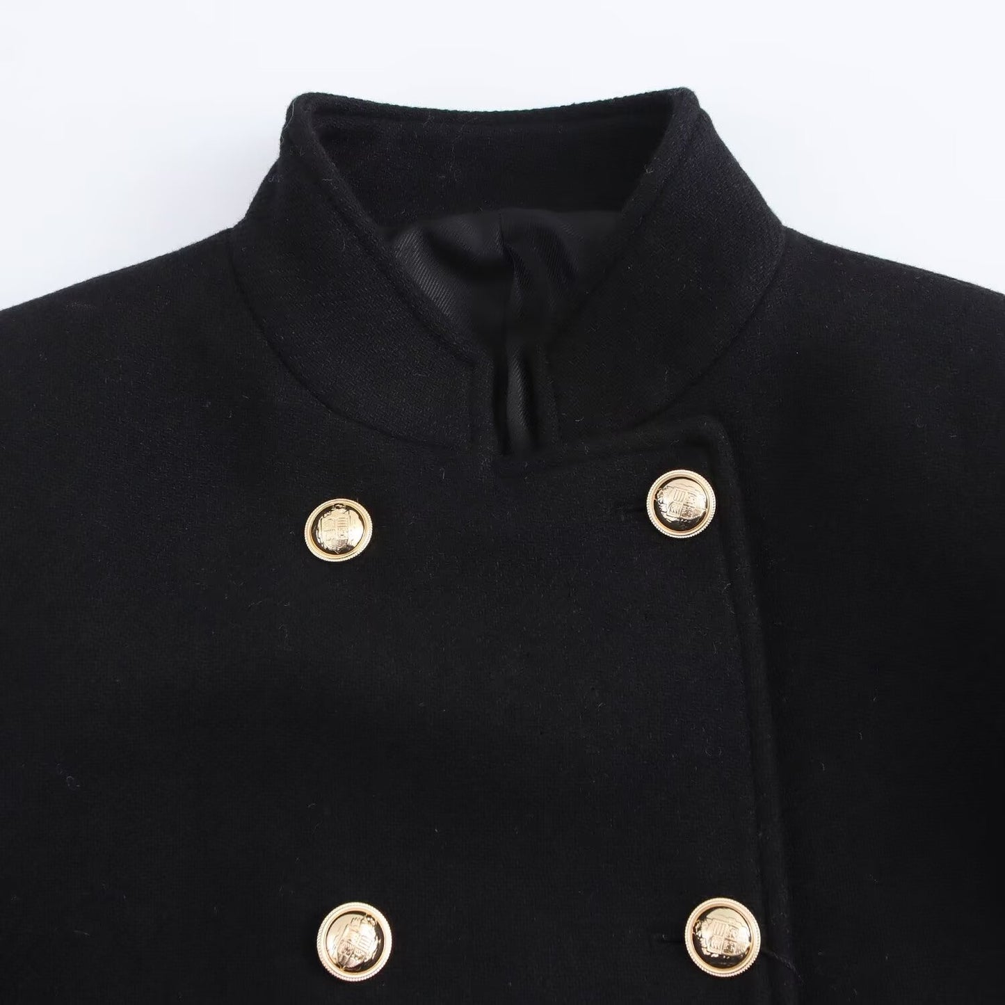 Women's New Fashion Joker Temperament Slim Version Multi-color Blended Exquisite Double-breasted Coat Retro Long-sleeved Coat.