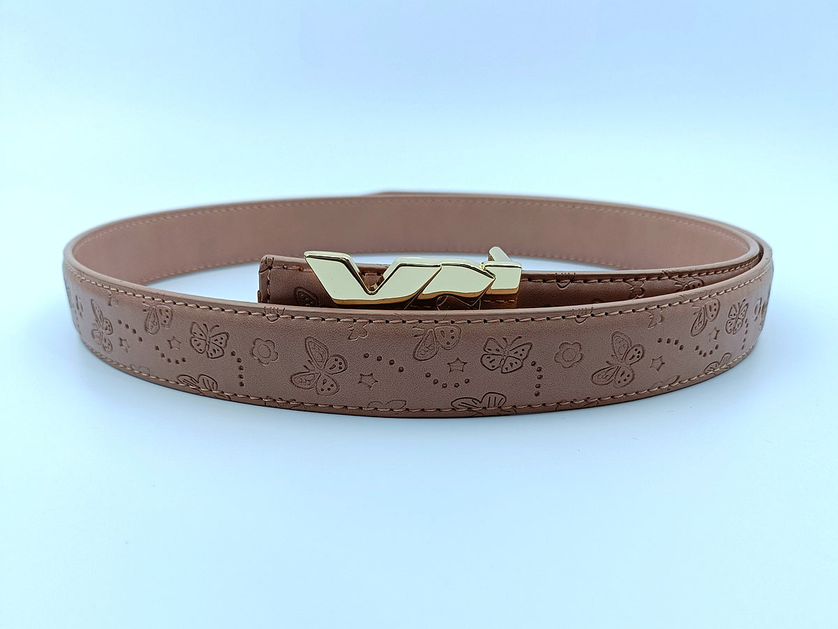 Women's new casual Joker multicolor gold and silver letters decorative belt belt With a box