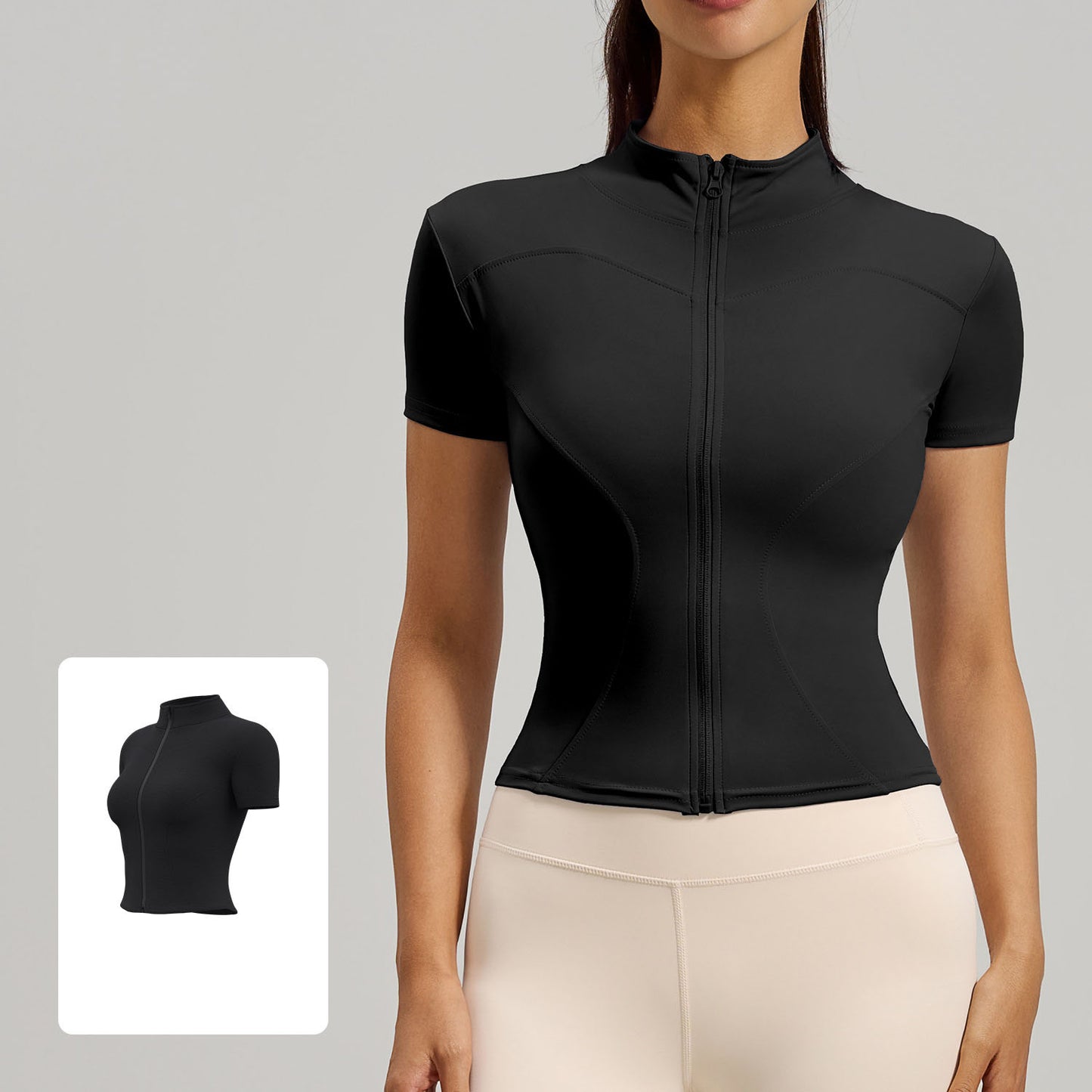 2026 women's new high-elastic tight-fitting nude fitness sports top
