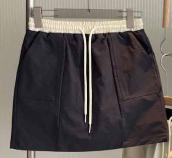 Women's New Fashion Casual Joker Reflective Letter Printing Elastic Waist Outdoor Woven Tooling Skirt Ladies Pants Skirt.