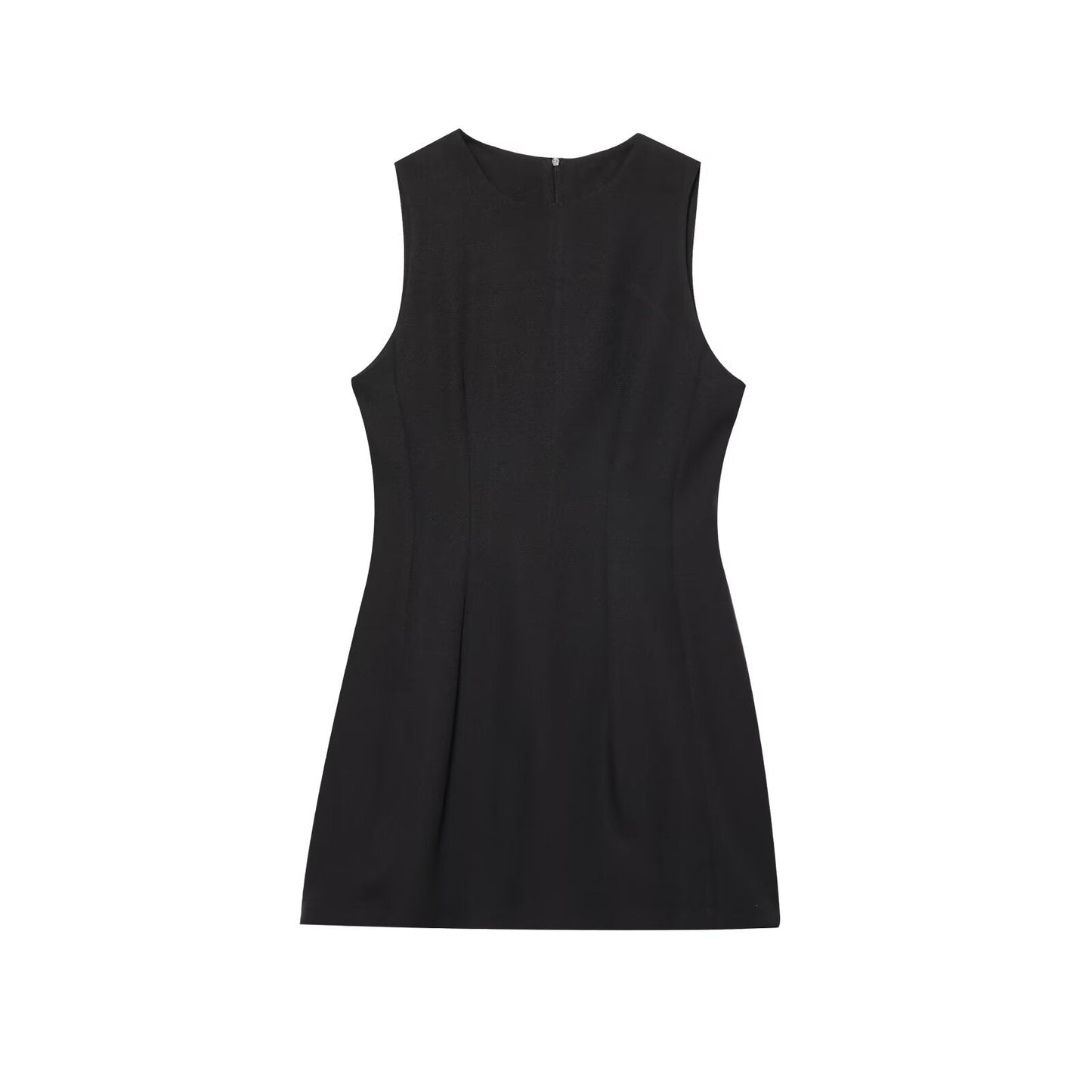 Women's O Neck fluffy sleeveless mini dress