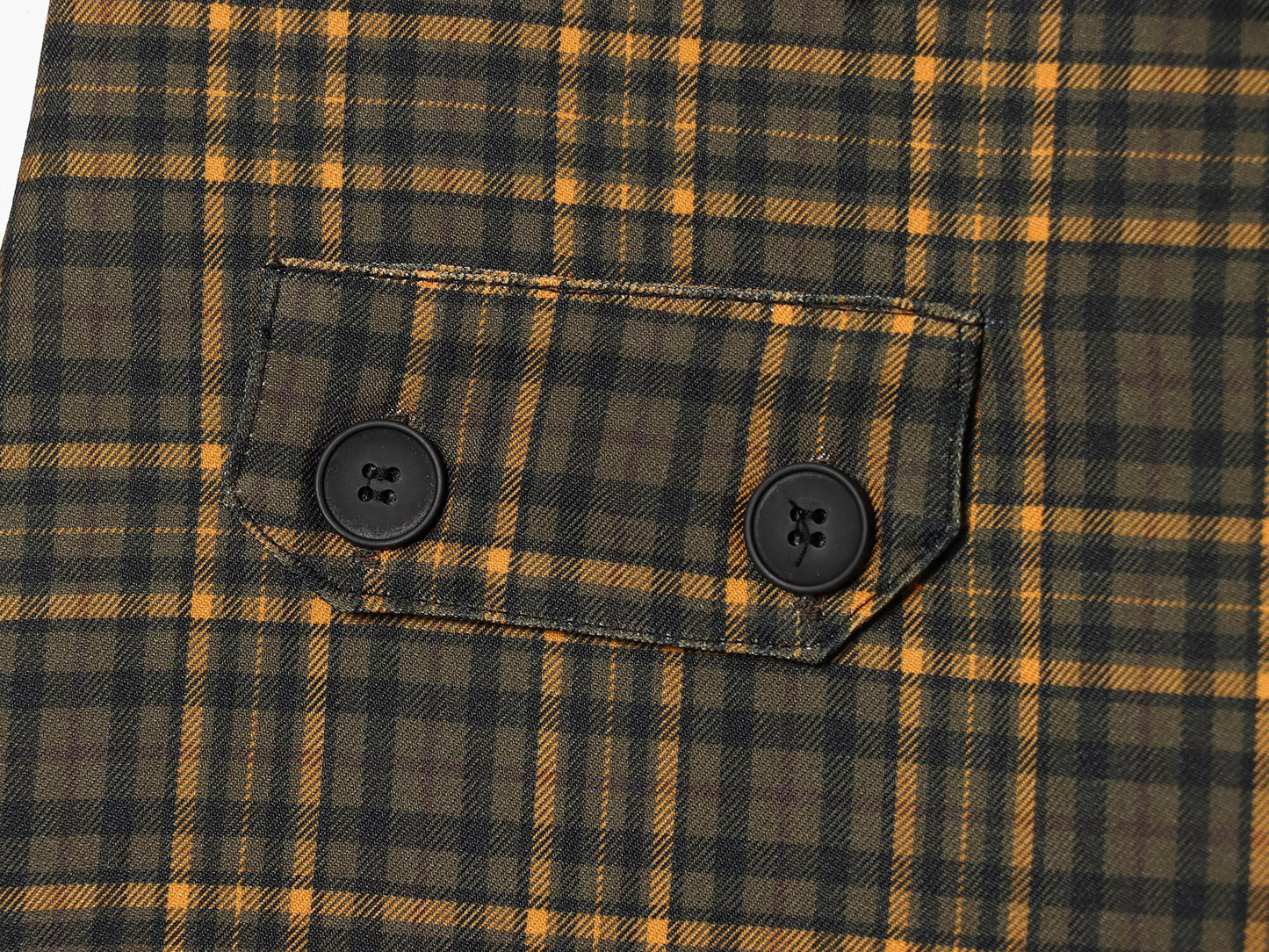 Women's button decoration pleated plaid MIDI skirt