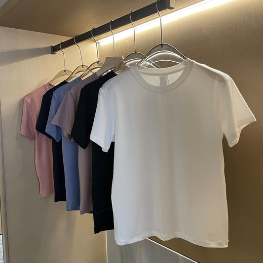 Women's new fashion Joker leisure quick-drying short-sleeved T-shirt sports fitness comfortable short-sleeved T-shirt.